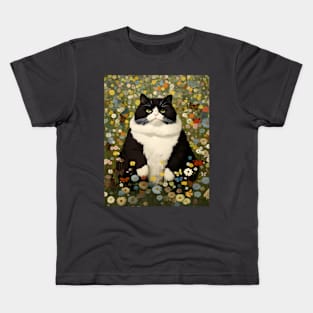 Feline Garden Delight: Cats Amongst a Bouquet of Blooms- Edward Kids T-Shirt